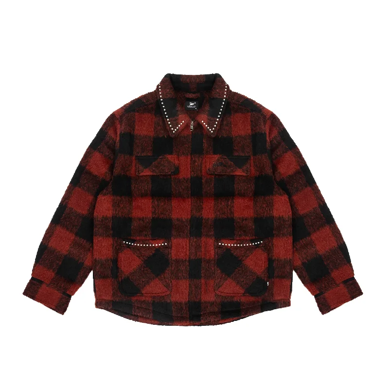 Patta Mens Check Car Coat Zip Front Button Front Snap Front