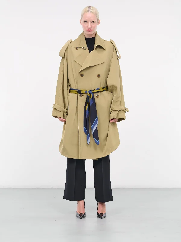 Oversized Trench Coat (FA043-E-BEIGE) Hooded Jacket Zipper Jacket Button Jacket