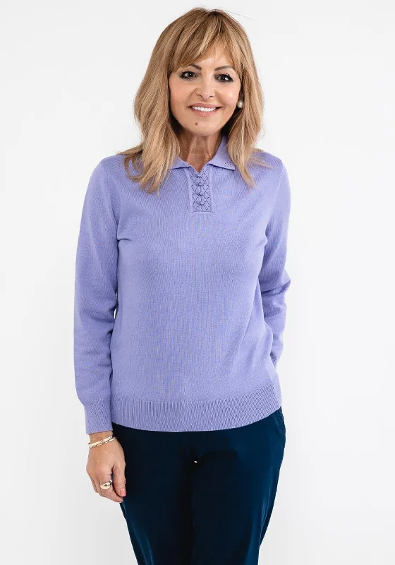 Castle of Ireland Peter Pan Sweater, Lavender Fitted Slim Tailored