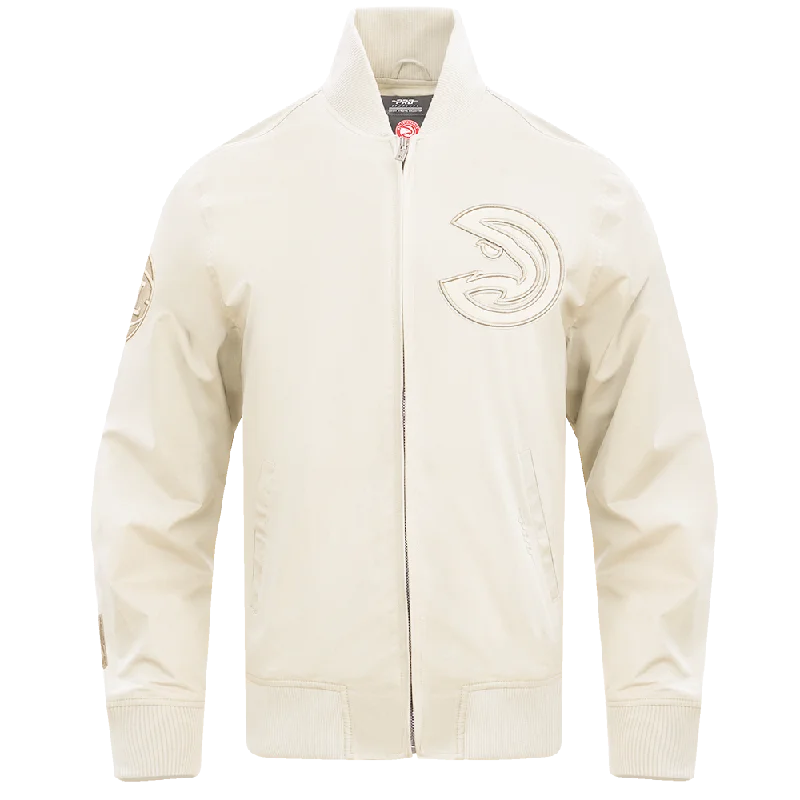 NBA ATLANTA HAWKS NEUTRAL TWILL JACKET (EGGSHELL) A-Line Jacket Boat Neck Shawl Collar