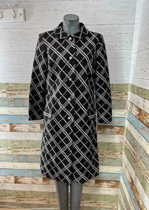 60’s Polyester Black & White Coat Print Jacquard Embroidered