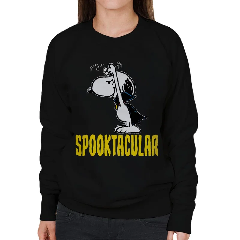 Peanuts Spooktacular Halloween Snoopy Women's Sweatshirt Hoodie with Tied Waist Feminine Flattering