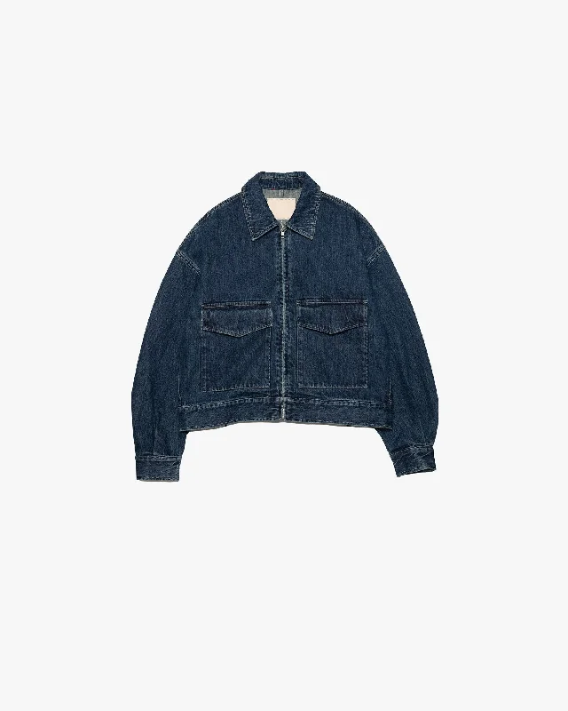 Selvage Denim Zip Jacket-DARK FADE- Denim Jacket Leather Jacket Suede Jacket