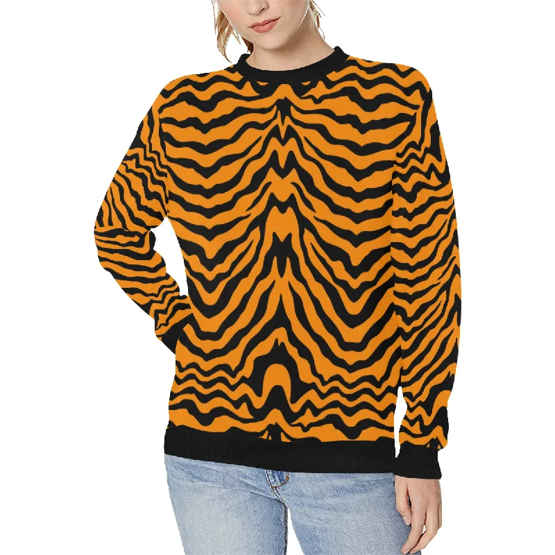 Bengal tigers skin print pattern Women's Crew Neck Sweatshirt Graphic Hoodie Design Print