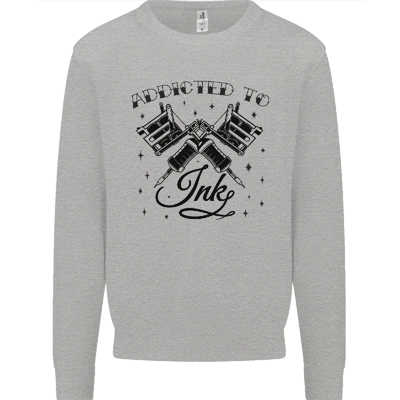 Addicted to Ink Tattoo Artist Mens Sweatshirt Jumper Hoodie with Crew Neck Simple Timeless