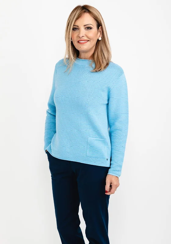 Rabe Ribbed Knit Sweater, Light Blue Casual Formal Business