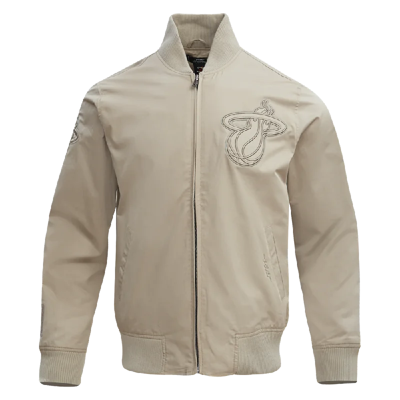 NBA MIAMI HEAT NEUTRAL TWILL JACKET (TAUPE) Cotton Jacket Linen Jacket Terry Jacket