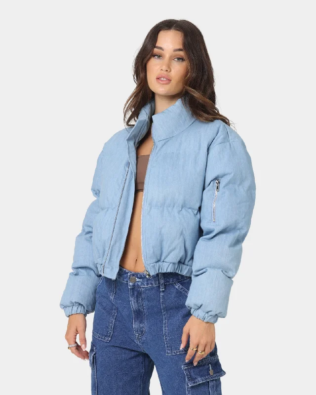 XXIII Women's Zelia Crop Denim Jacket Blue Wool Jacket Cashmere Jacket Tweed Jacket