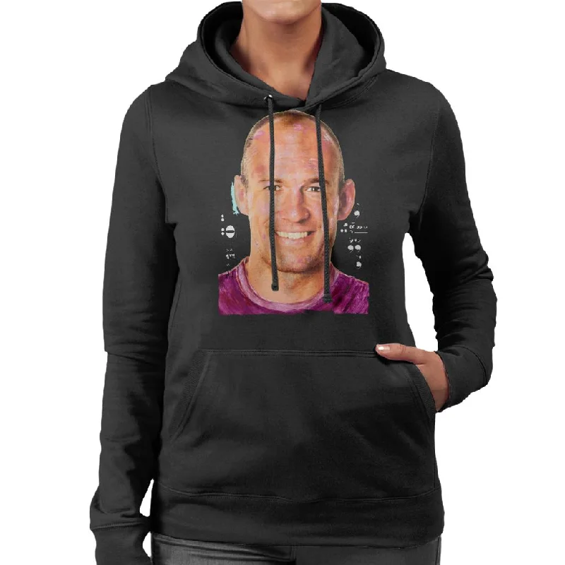 Sidney Maurer Original Portrait Of Footballer Arjen Robben Women's Hooded Sweatshirt Hoodie with Slim Fit Tailored Modern