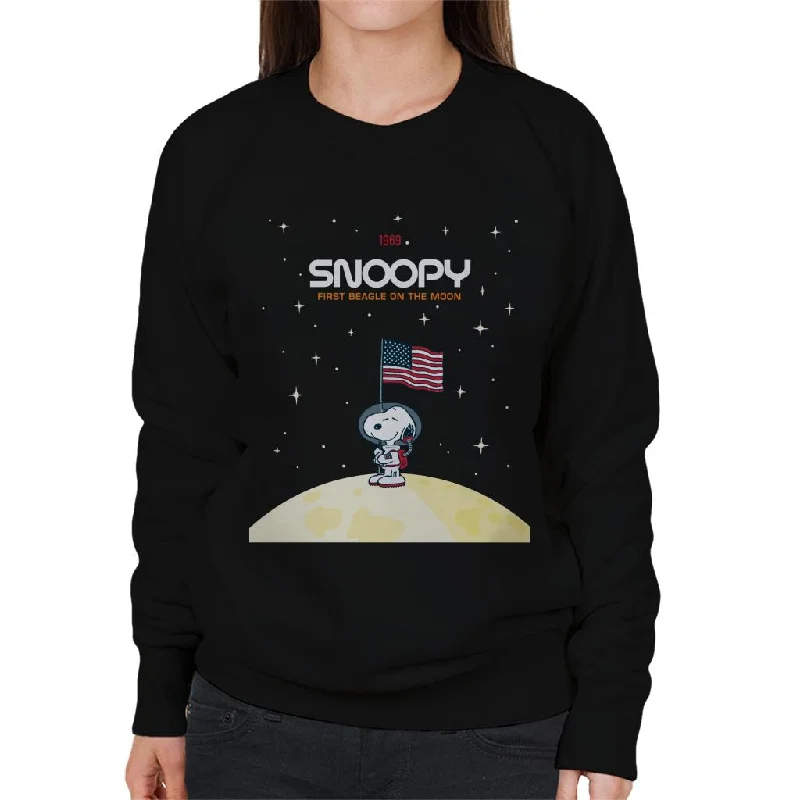 Peanuts Snoopy Starry Planetary Flag Women's Sweatshirt Hoodie with Button Classic Timeless