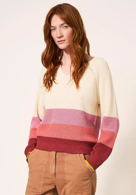 White Stuff Jennie Ribbed Wool Blend Jumper, Pink Multi Wool Sweater Cotton Sweater Cashmere Sweater