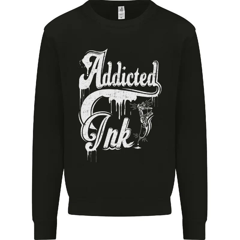 Addicted Ink Tattoo Tattooist Biker Art Mens Sweatshirt Jumper Hoodie with Reflective Safety Nightwear