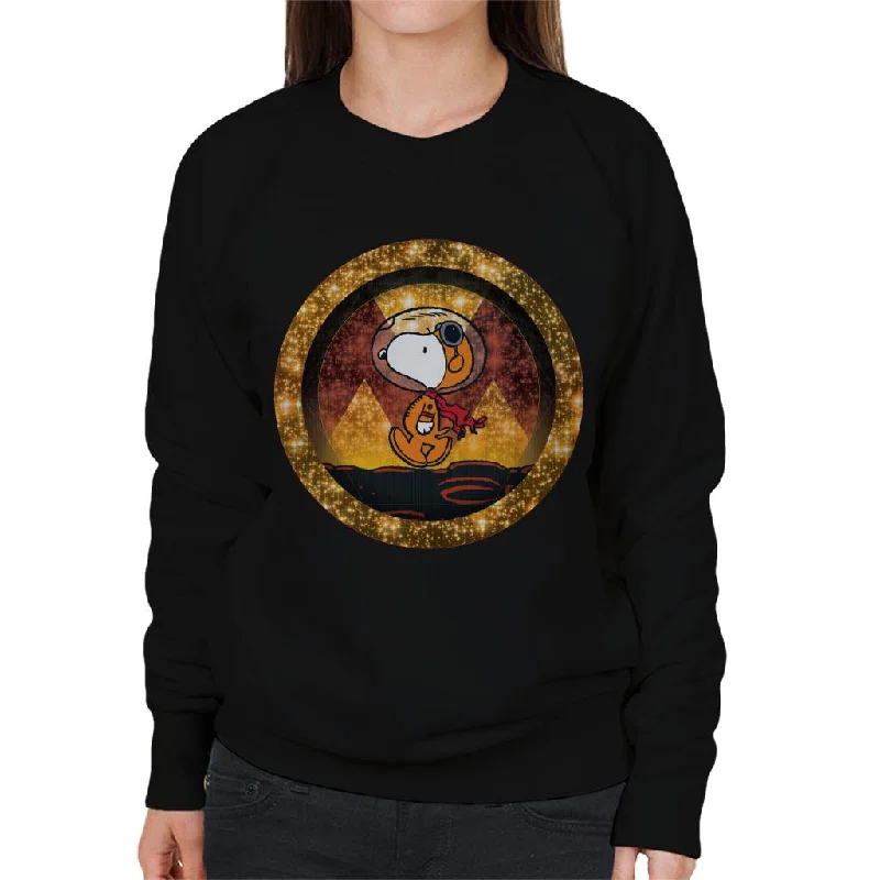 Peanuts Snoopy Walking Through Intergalactic Stars Women's Sweatshirt Hoodie with Magnetic Closure Innovative Modern