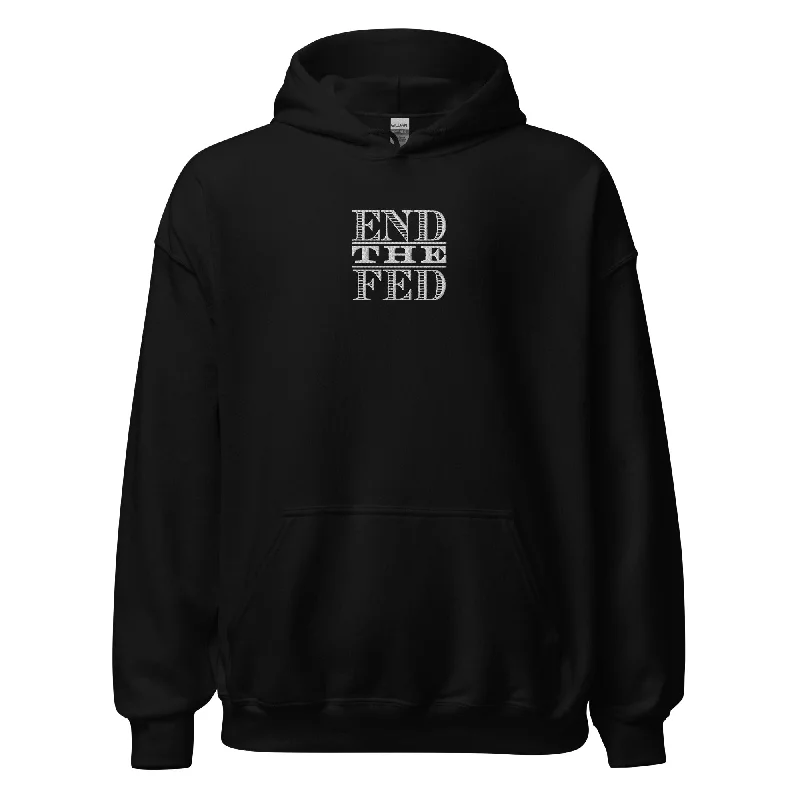 End the Fed Embroidered Unisex Hoodie Hoodie with Hem Frayed Vintage Worn