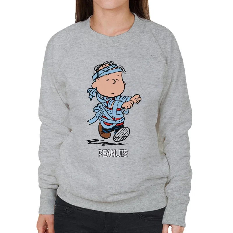 Peanuts Halloween Mummy Linus Van Pelt Women's Sweatshirt Hoodie with Hem Frayed Vintage Worn