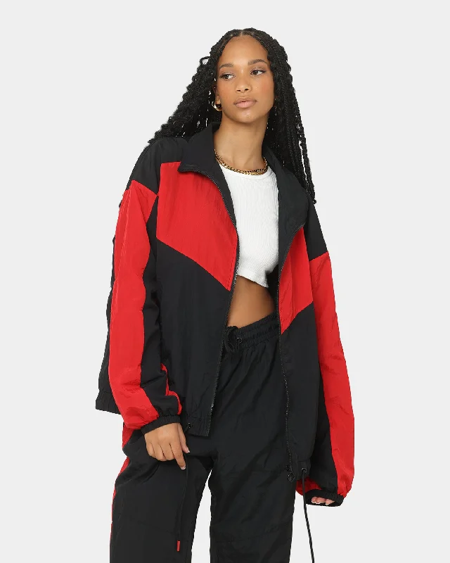 EN ES Women's Track And Field Spray Jacket Red/Black Denim Fabric Leather Fabric Suede Fabric