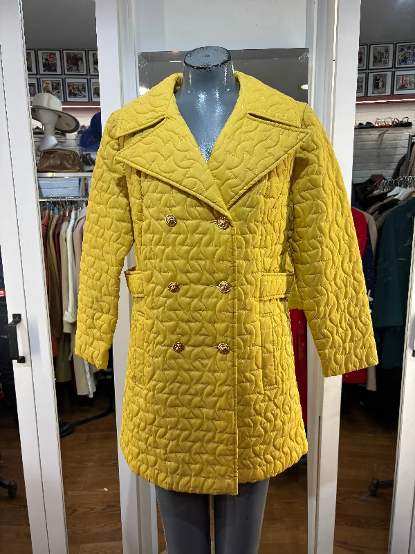 60’s Yellow Quilted Double Breast Coat Buttoned Toggled Snapped