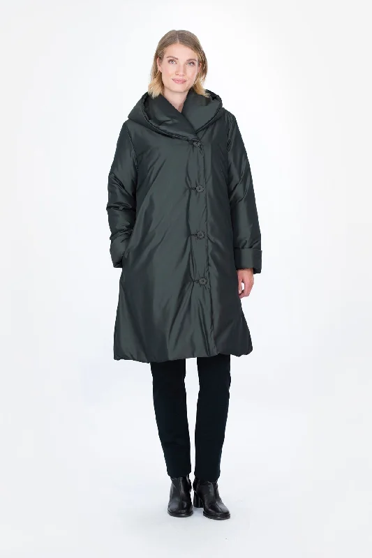 Taiga Coat Pine Green Welt Pockets Slit Pockets Flap Pockets