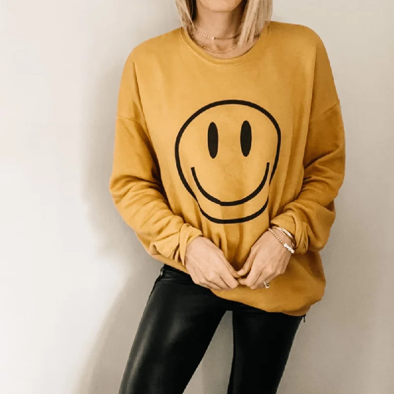 Black Smiley Sweatshirt Hoodie with Emblem Brand Identity