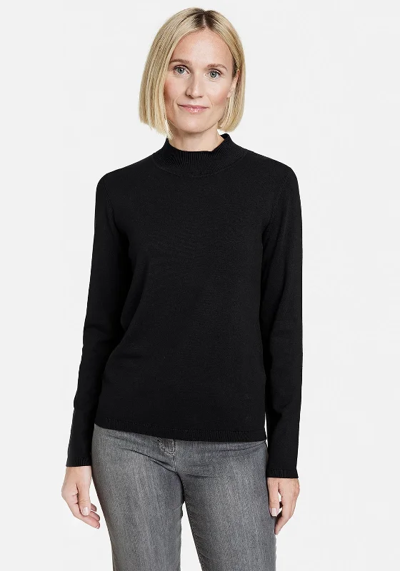 Gerry Weber High Collar Fine Knit Jumper, Black Long Sweater Short Sweater Cropped Sweater