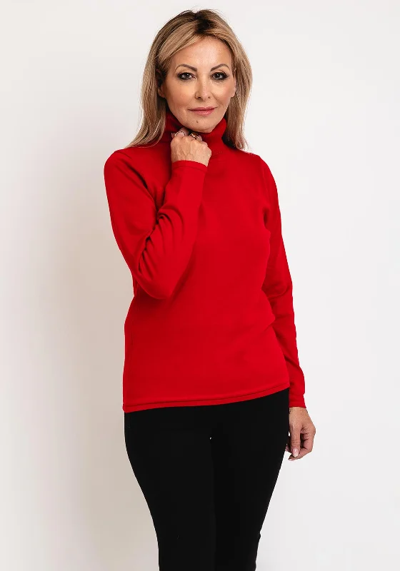 Micha Polo Neck Sweater, Red Velvet Chenille Corduroy