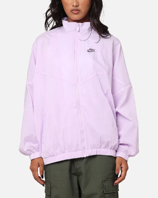 Nike Women's Sportswear Essential Woven Windrunner Jacket Violet Mist/Violet Mist-Daybreak Front Pockets Side Pockets Patch Pockets