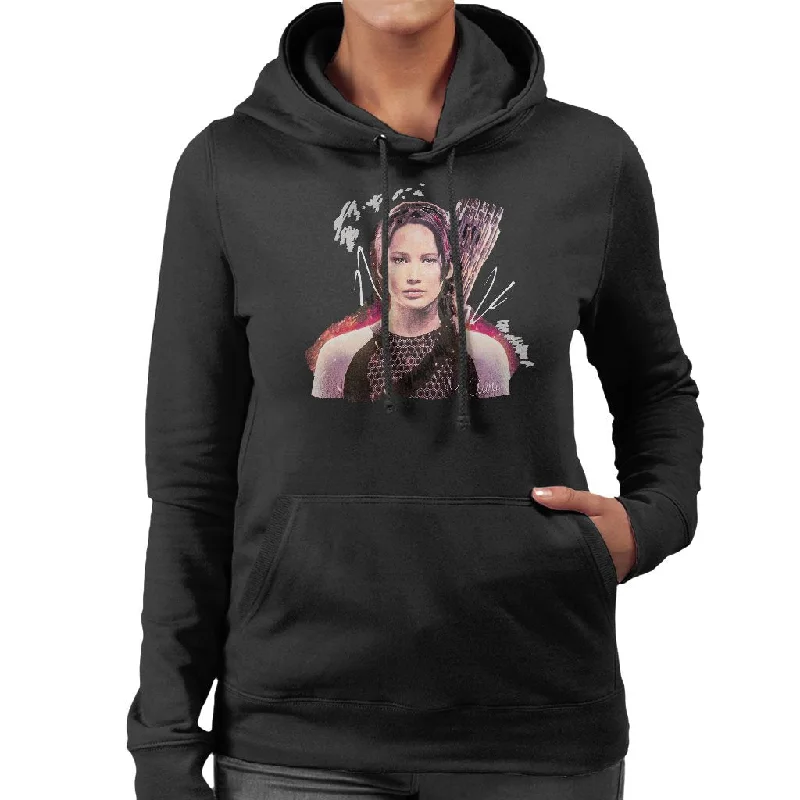 Sidney Maurer Original Portrait Of Jennifer Lawrence Hunger Games Women's Hooded Sweatshirt Hoodie Sweatshirt Pullover