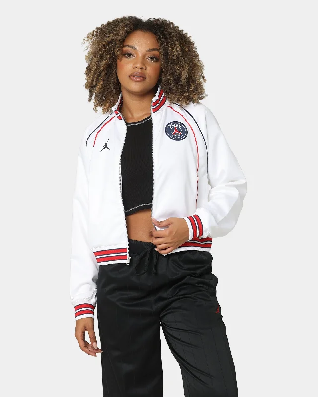 Jordan Women's Jordan X Paris Saint-Germain Club Anthem Jacket White/Midnight Toggled Jacket Drawstring Jacket Belted Jacket