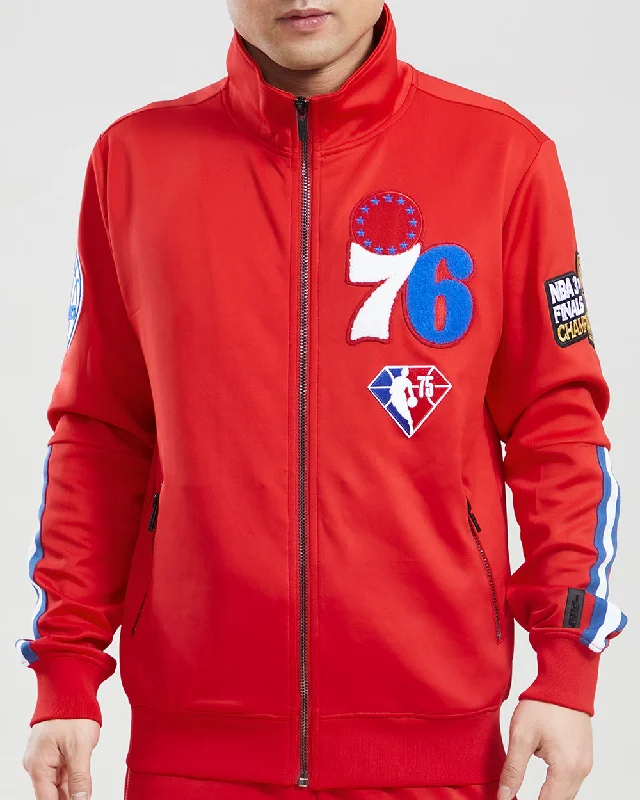 PHILADELPHIA 76ERS TEAM LOGO TRACK JACKET (RED) Herringbone Jacket Houndstooth Jacket Plaid Jacket