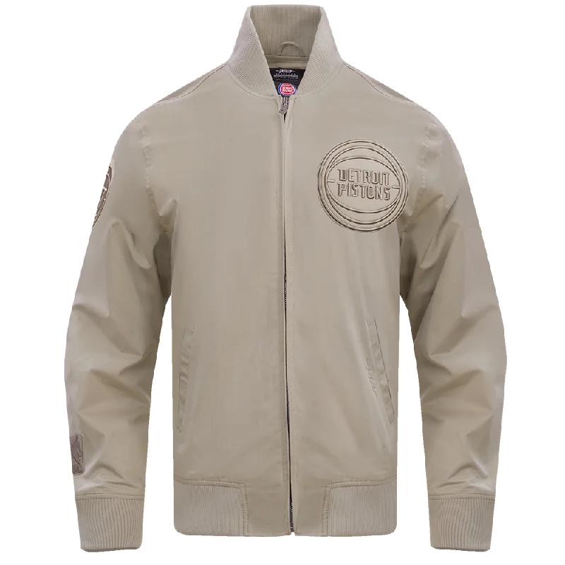 NBA DETROIT PISTONS NEUTRAL TWILL JACKET (TAUPE) Print Jacket Jacquard Jacket Patchwork Jacket