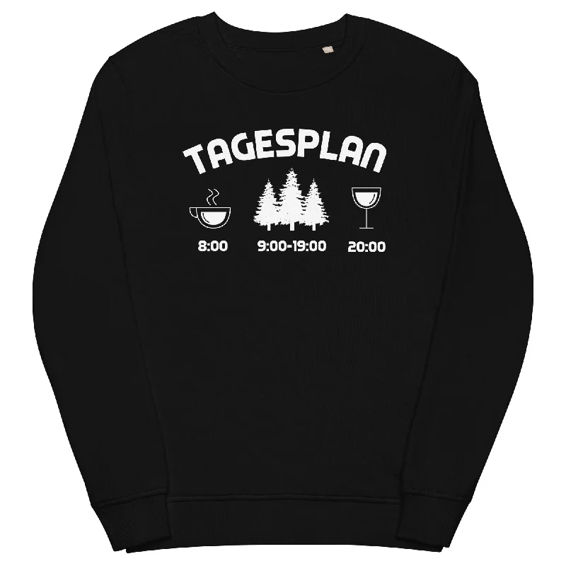 Tagesplan 3 - Unisex Premium Organic Sweatshirt Hoodie with Hem Embroidery Detailed Premium