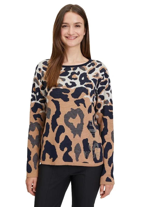 Betty Barclay Leopard Print Knit Sweater, Camel Terry Terry Cloth Terry Knit