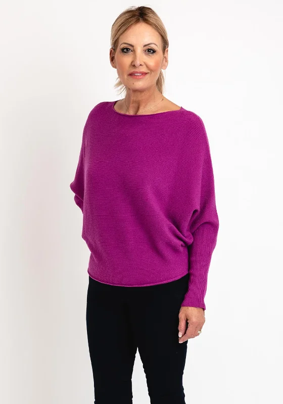 D.E.C.K by Decollage One Size Ribbed Sweater, Magenta Cotton Fabric Linen Fabric Terry Fabric