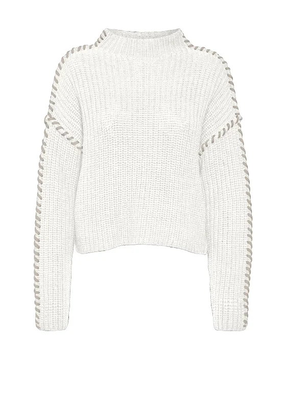 Vero Moda Chunky Stitch Trim Jumper, Snow White Lightweight Heavyweight Midweight