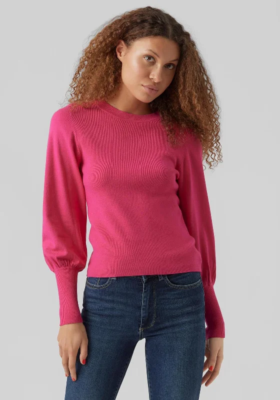 Vero Moda Holly Knit Sweater, Pink Yarrow Transparent Opaque Sheer