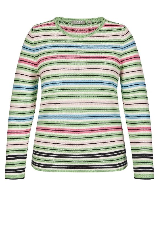 Rabe Multi Colour Stripe Knit Sweater, Pistachio Multi Herringbone Houndstooth Plaid