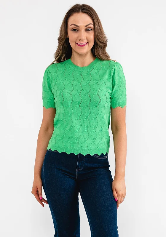 Seventy1 Short Sleeve Patterned Sweater, Green Elasticated Padded Insulated