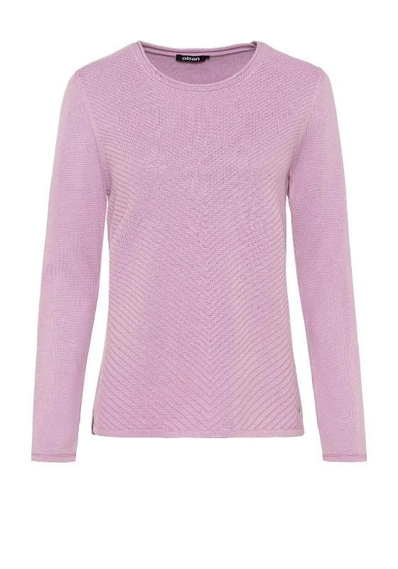 Olsen Eva Ribbed Knit Sweater, Blossom Pink Soft Cozy Warm