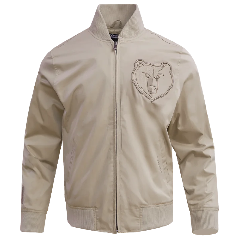 NBA MEMPHIS GRIZZLIES NEUTRAL TWILL JACKET (TAUPE) V-Neck Jacket Boat Neck Jacket Square Neck Jacket