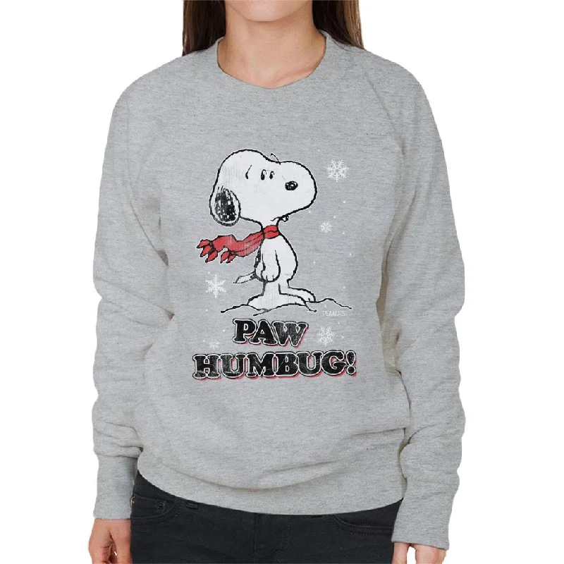 Peanuts Christmas Paw Humbug Snoopy Women's Sweatshirt Hoodie with Sequins Glamorous Eye-catching