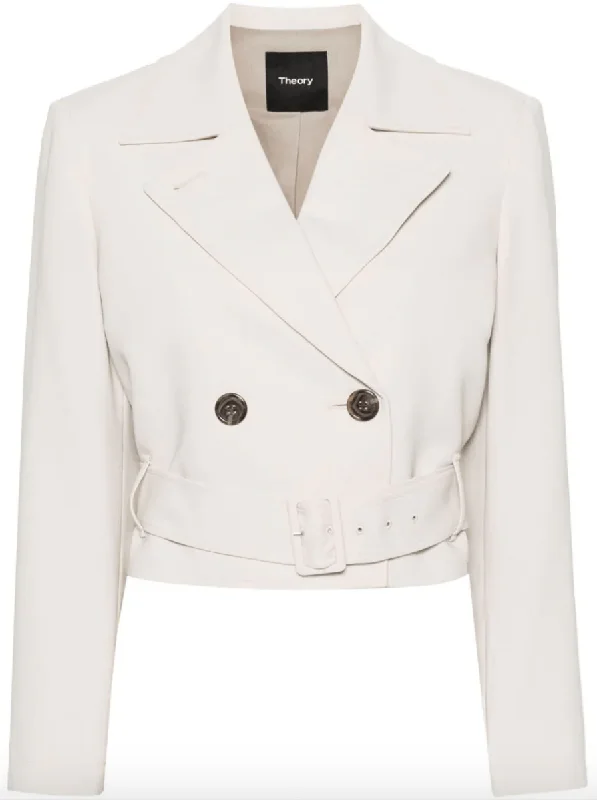 double-breasted cropped trench coat Pockets Sleeves Lining