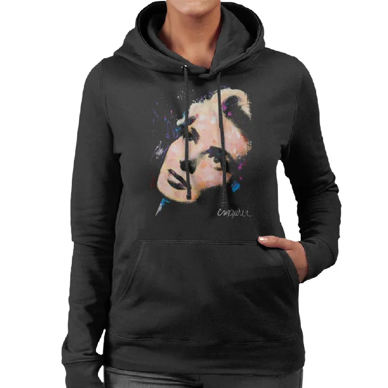 Sidney Maurer Original Portrait Of Ingrid Bergman Women's Hooded Sweatshirt Hoodie with V-Neck Classic Versatile