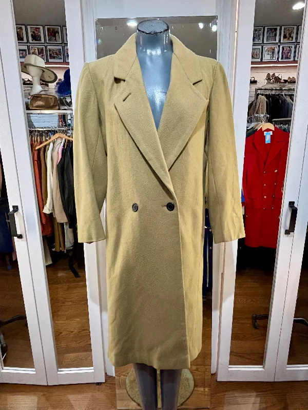 70’s Beige Double Breasted Coat by Adolfo Vent Hem Cuff