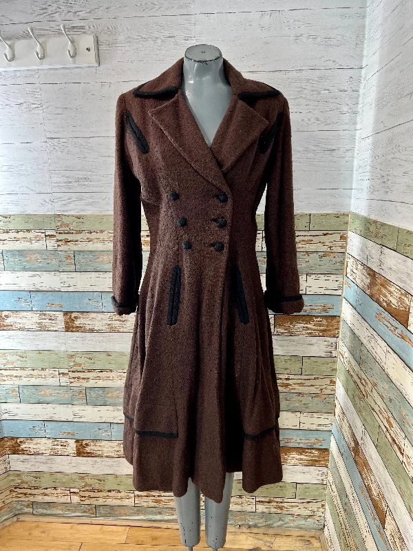 60’s Dark Brown Double Breasted Fitted and Flare Styled Wool Coat By Lord Taylor Parka Down Jacket Wool Coat