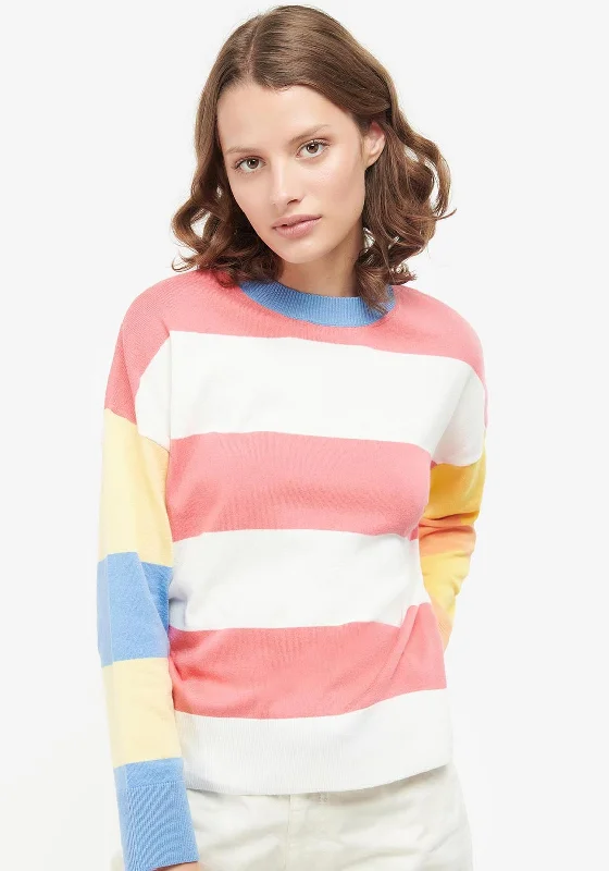 Barbour Womens Bradley Stripe Sweater, Multi Glossy Satin Silk