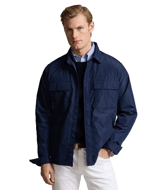 Utility Shirt Jacket - Navy V-Neck Jacket Boat Neck Jacket Square Neck Jacket