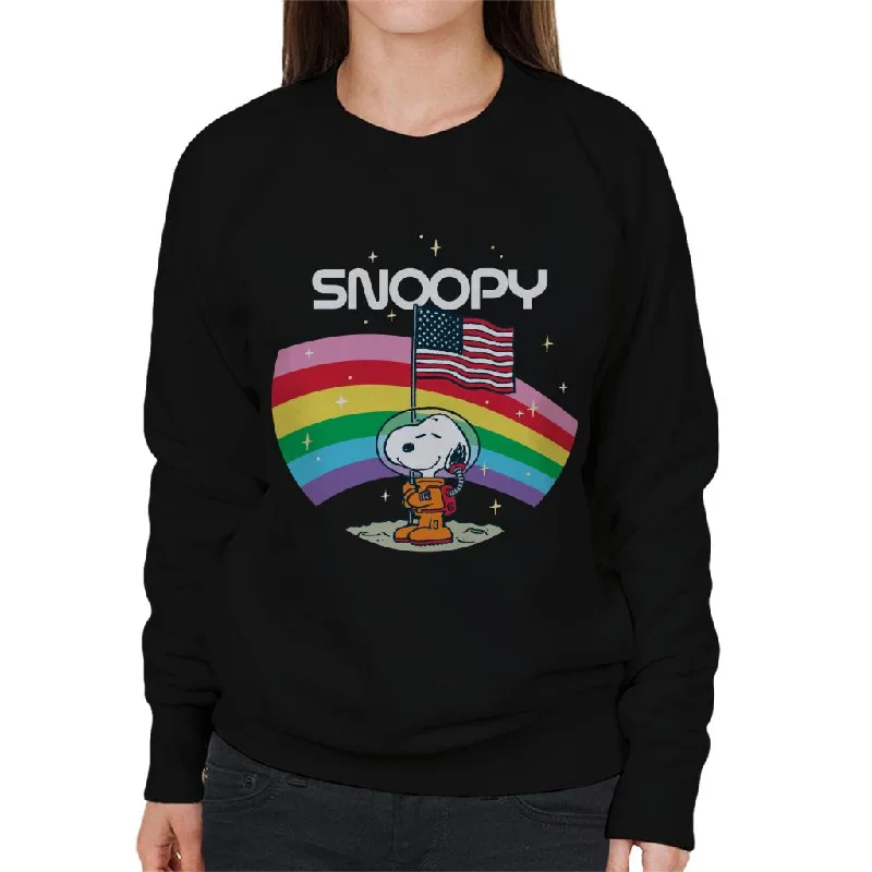 Peanuts Snoopy Starry Rainbow Moon Women's Sweatshirt Hoodie with Patch Decorative Personalized