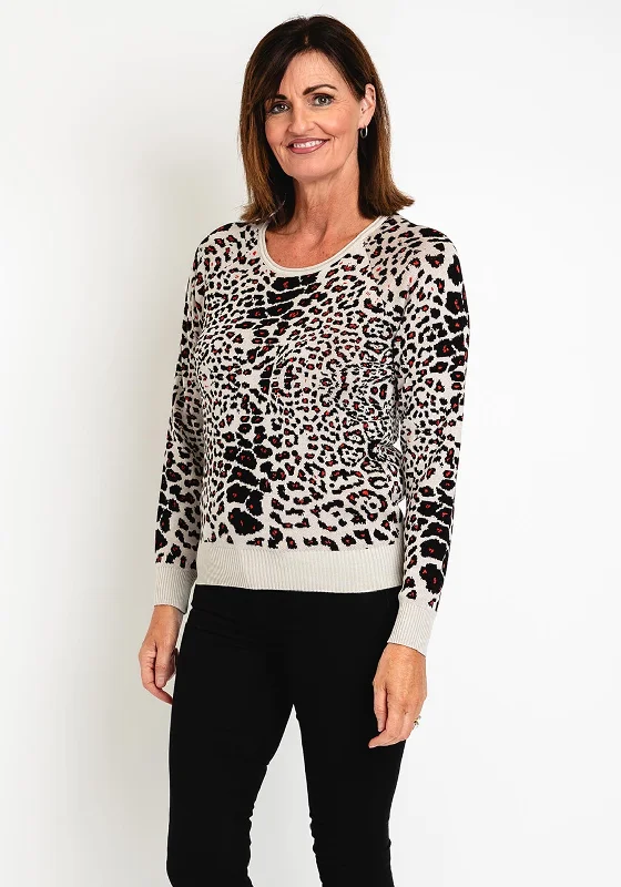 Eva Kayan Leopard Print Sweater, Stone Multi Oversized Loose Flowy