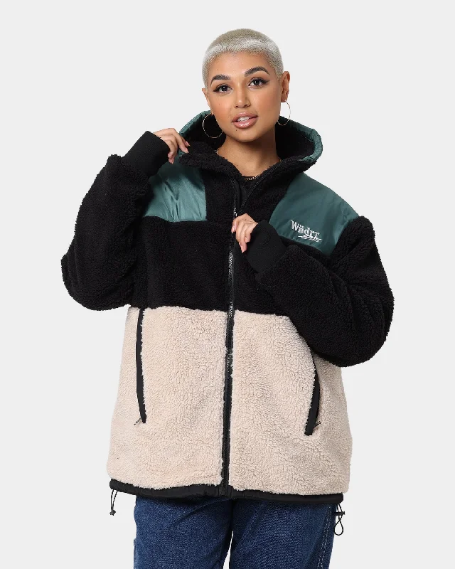 WNDRR Wid It Sherpa Jacket Black Welt Pockets Slit Pockets Flap Pockets