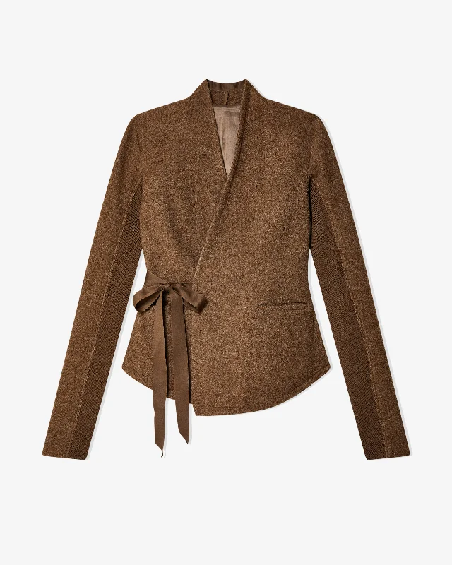 Rick Owens - Women's Hollywood Jacket - (Fawn) Wool Jacket Cashmere Jacket Tweed Jacket